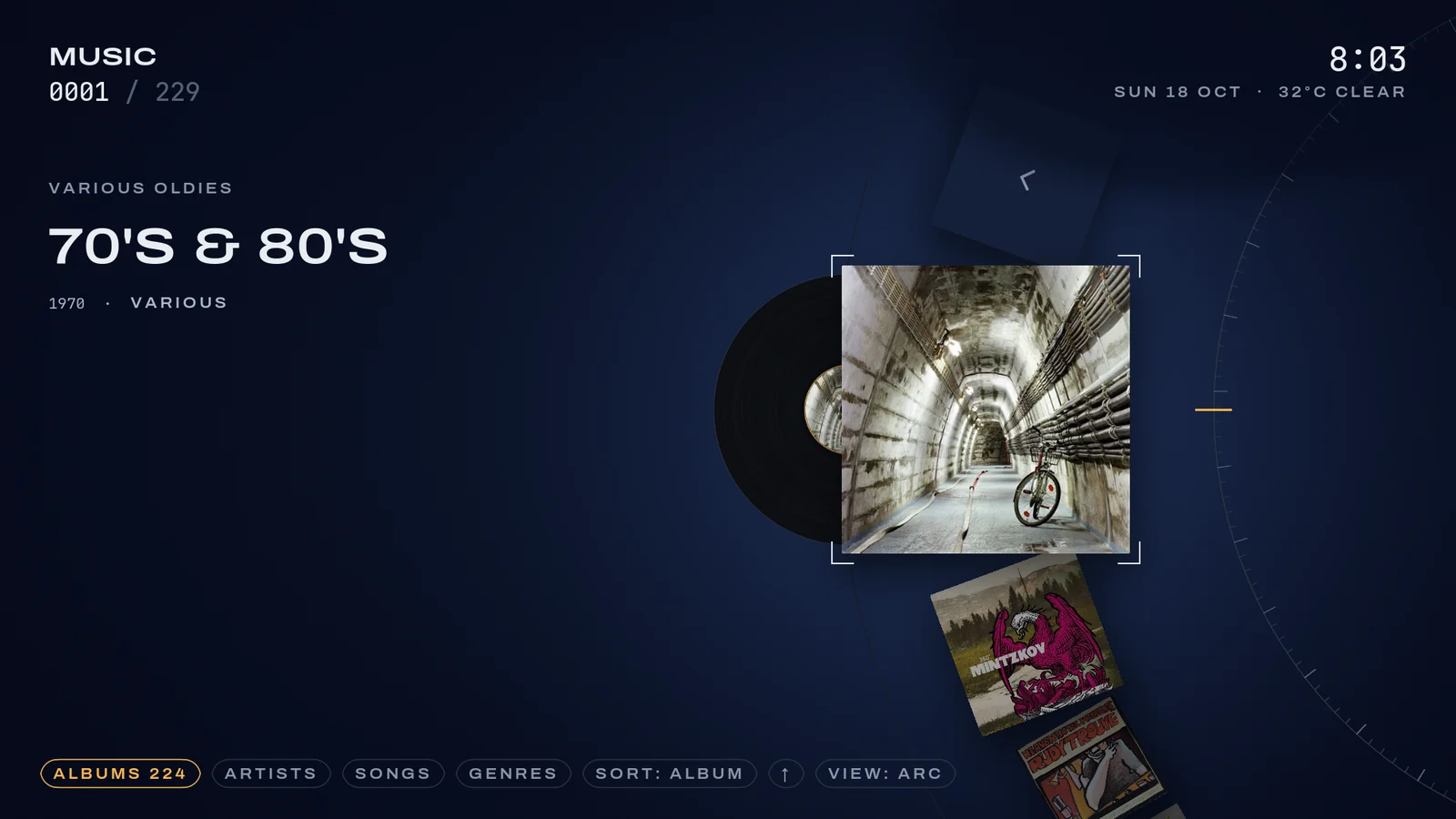 Orbit skin on a TV: Music: records on the arc