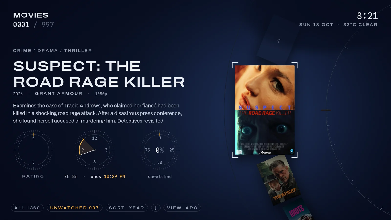 Orbit skin on a TV: Films library: the arc browser